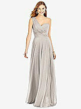 Front View Thumbnail - Taupe Silver After Six Shimmer Bridesmaid Dress 6751LS