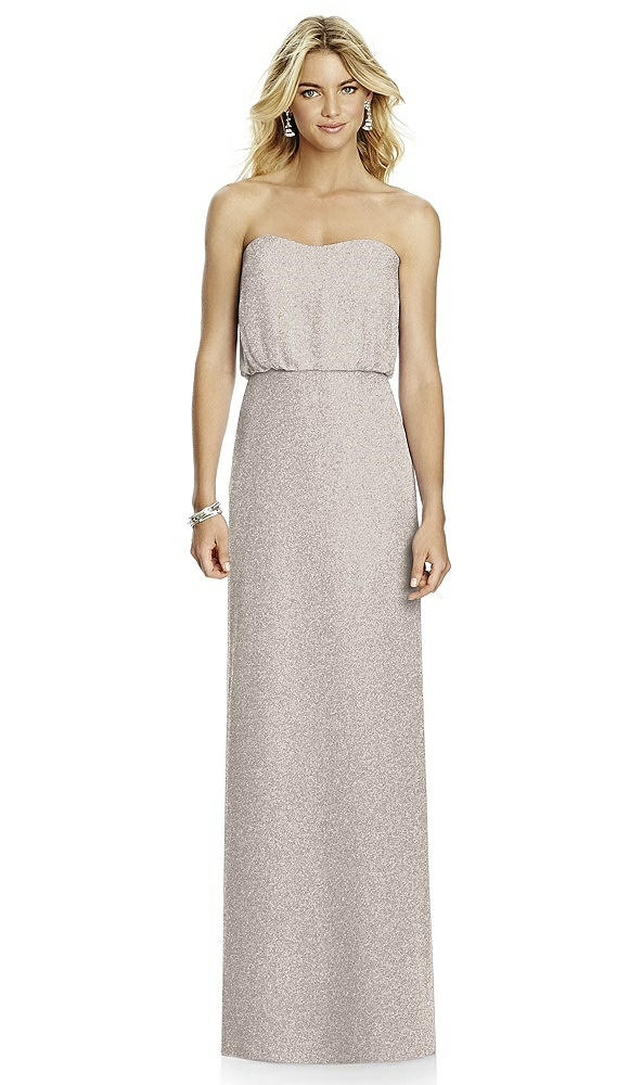 Front View - Taupe Silver After Six Shimmer Bridesmaid Dress 6761LS