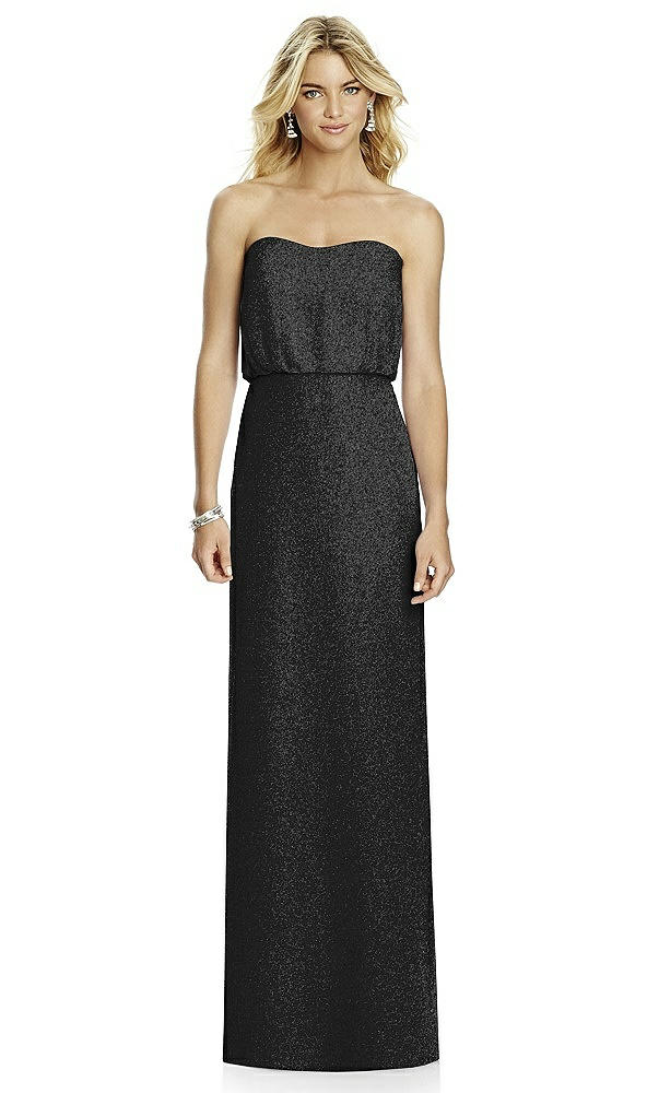 Front View - Black Silver After Six Shimmer Bridesmaid Dress 6761LS