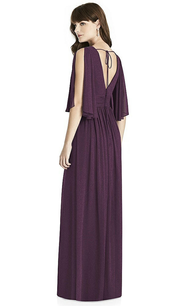 Back View - Aubergine Silver After Six Shimmer Bridesmaid Dress 6777LS