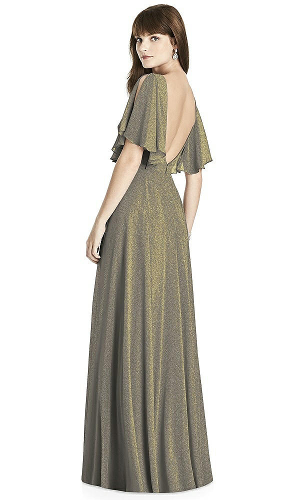 Back View - Mocha Gold After Six Shimmer Bridesmaid Dress 6778LS