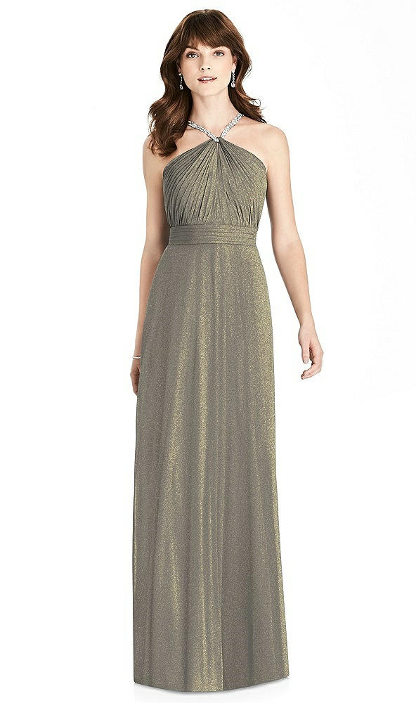 Front View - Mocha Gold After Six Shimmer Bridesmaid Dress 6782LS