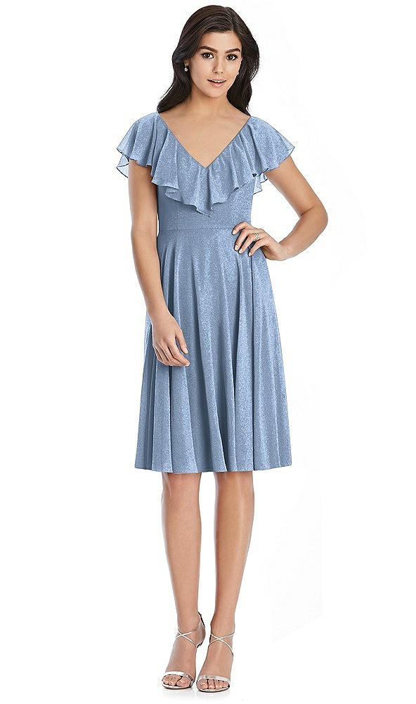 Front View - Cloudy Silver After Six Shimmer Bridesmaid Dress 6796LS