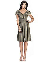 Front View Thumbnail - Mocha Gold After Six Shimmer Bridesmaid Dress 6796LS