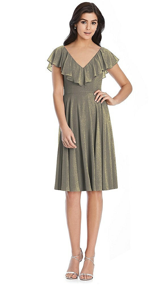 Front View - Mocha Gold After Six Shimmer Bridesmaid Dress 6796LS