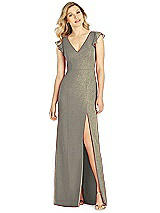 Front View Thumbnail - Mocha Gold After Six Shimmer Bridesmaid Dress 6810LS
