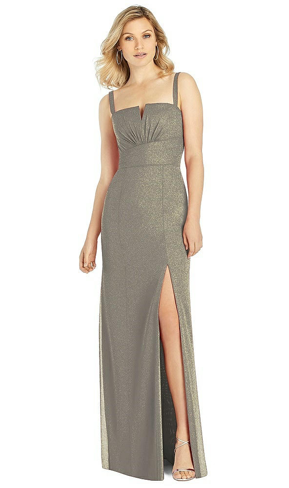Front View - Mocha Gold After Six Shimmer Bridesmaid Dress 6811LS