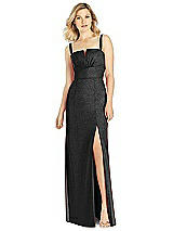 Front View Thumbnail - Black Silver After Six Shimmer Bridesmaid Dress 6811LS