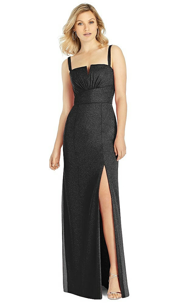 Front View - Black Silver After Six Shimmer Bridesmaid Dress 6811LS