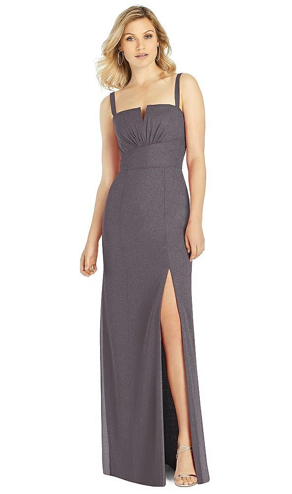 Front View - Stormy Silver After Six Shimmer Bridesmaid Dress 6811LS