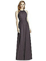 Front View Thumbnail - Stormy Silver Studio Design Long Halter Shimmer Bridesmaid Dress 4511LS