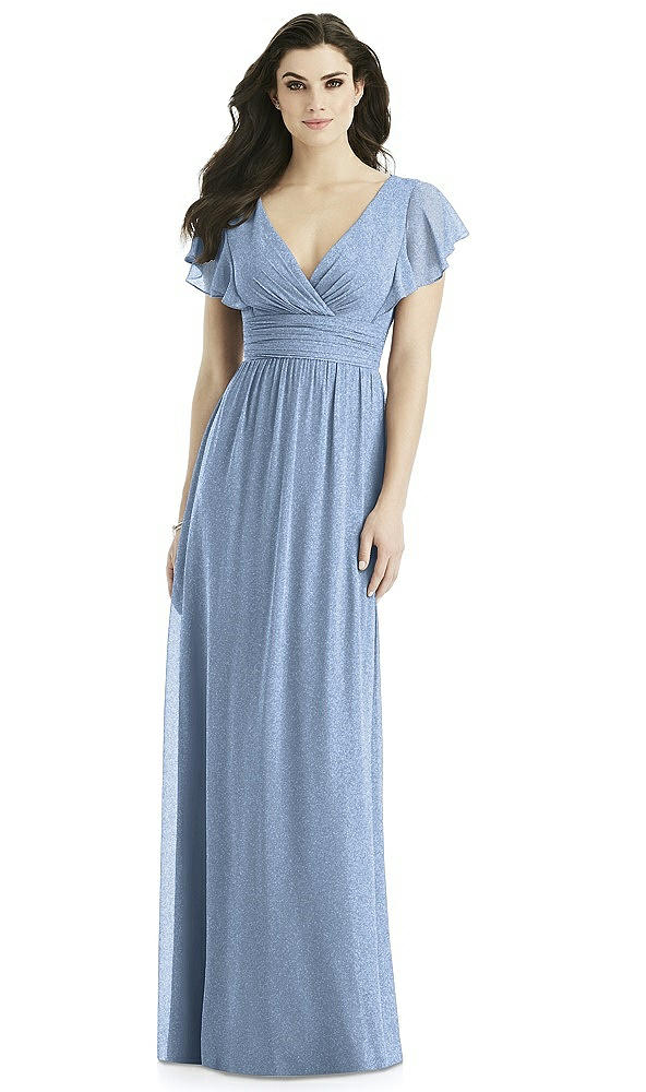 Front View - Cloudy Silver Studio Design Shimmer Bridesmaid Dress 4526LS