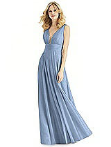Front View Thumbnail - Cloudy Silver & Light Nude Bella Bridesmaids Shimmer Dress BB109LS