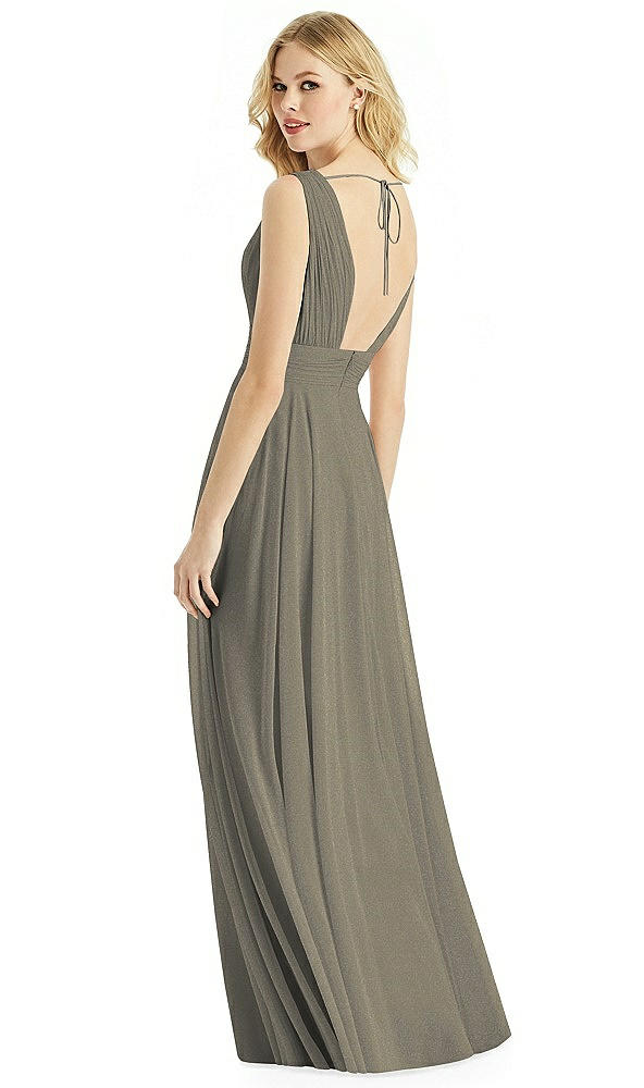 Back View - Mocha Gold & Light Nude Bella Bridesmaids Shimmer Dress BB109LS