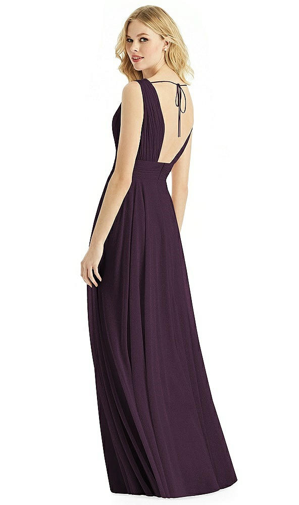 Back View - Aubergine Silver & Light Nude Bella Bridesmaids Shimmer Dress BB109LS