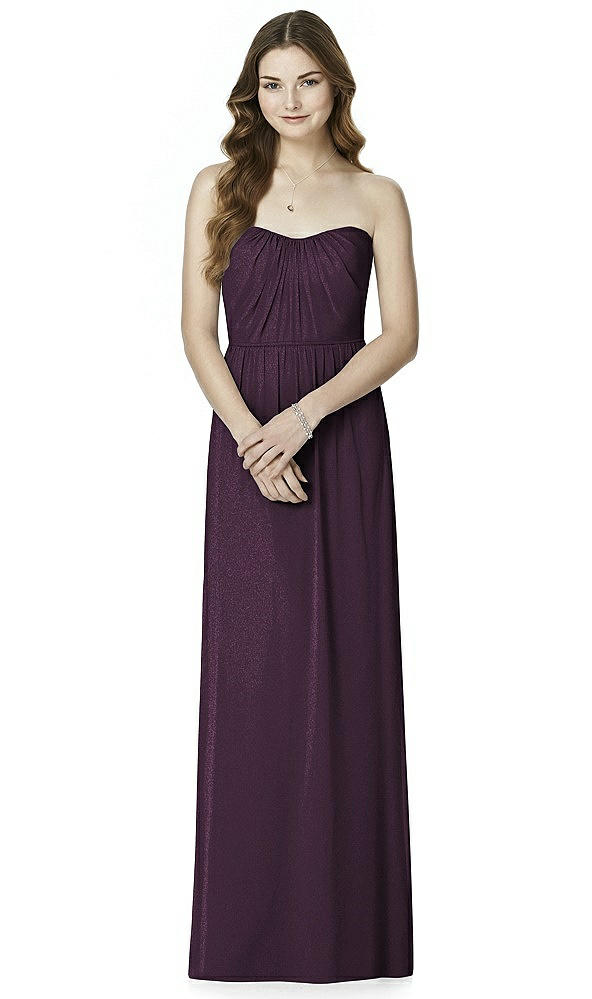 Front View - Aubergine Silver Bella Bridesmaids Shimmer Dress BB101LS
