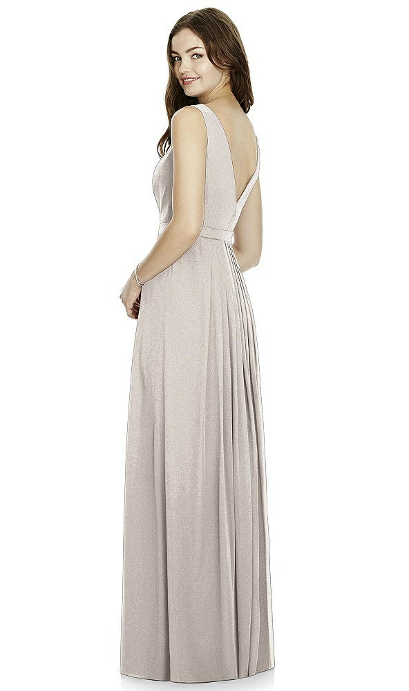 Back View - Taupe Silver Bella Bridesmaids Shimmer Dress BB103LS