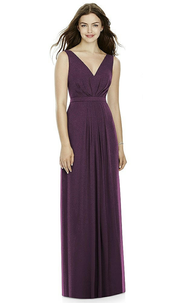 Front View - Aubergine Silver Bella Bridesmaids Shimmer Dress BB103LS