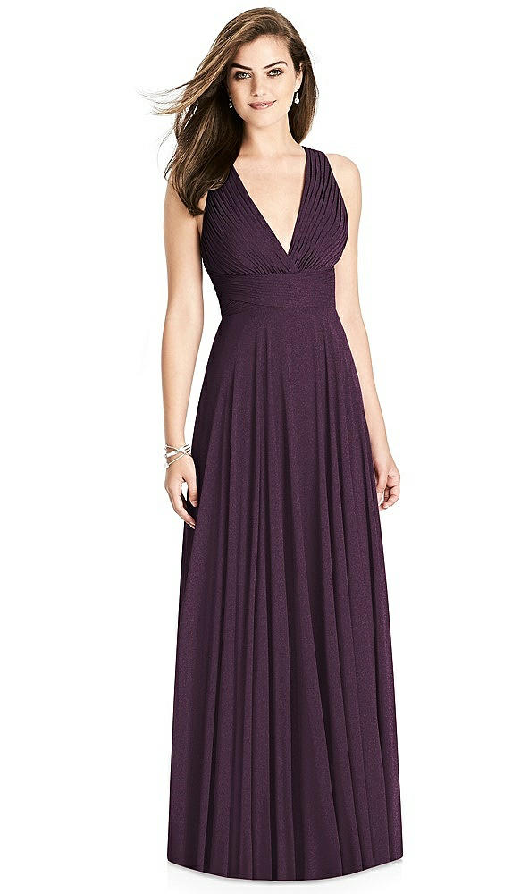 Front View - Aubergine Silver Bella Bridesmaids Shimmer Dress BB117LS