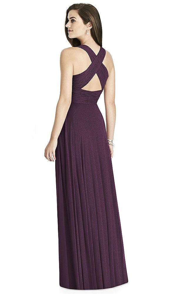 Back View - Aubergine Silver Bella Bridesmaids Shimmer Dress BB117LS