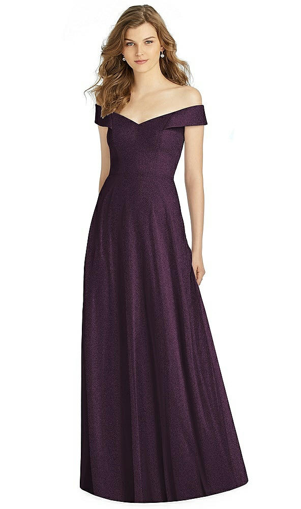 Front View - Aubergine Silver Bella Bridesmaid Shimmer Dress BB123LS