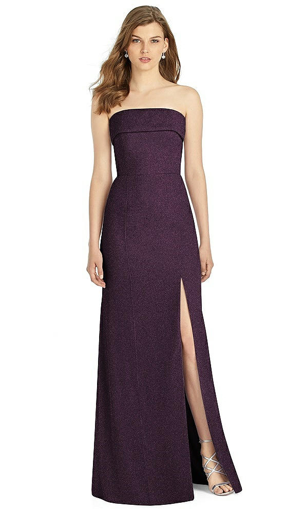 Front View - Aubergine Silver Bella Bridesmaid Shimmer Dress BB124LS