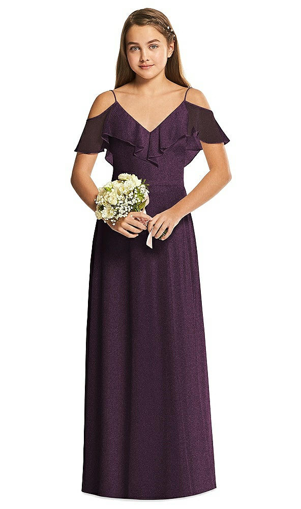Front View - Aubergine Silver Dessy Collection Junior Bridesmaid Dress JR548LS