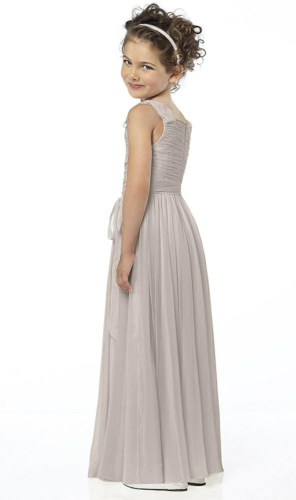 Back View - Taupe Silver Flower Girl Shimmer Dress FL4033LS