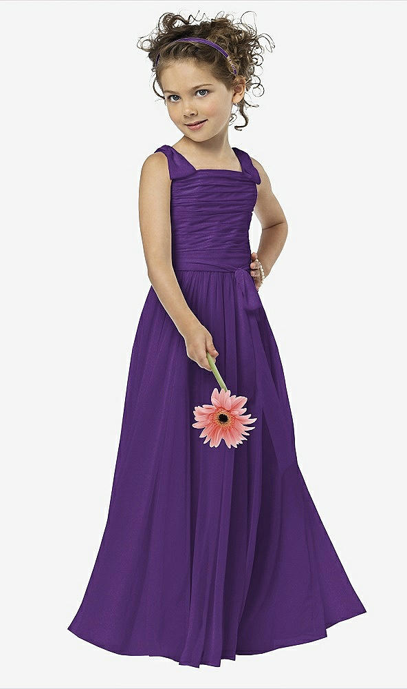 Front View - Majestic Gold Flower Girl Shimmer Dress FL4033LS