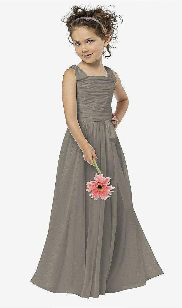 Front View - Mocha Gold Flower Girl Shimmer Dress FL4033LS