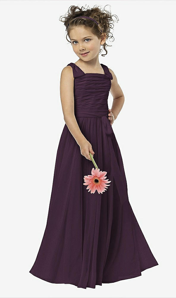 Front View - Aubergine Silver Flower Girl Shimmer Dress FL4033LS