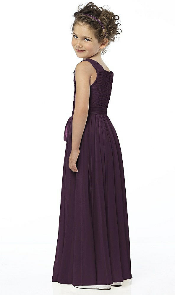 Back View - Aubergine Silver Flower Girl Shimmer Dress FL4033LS