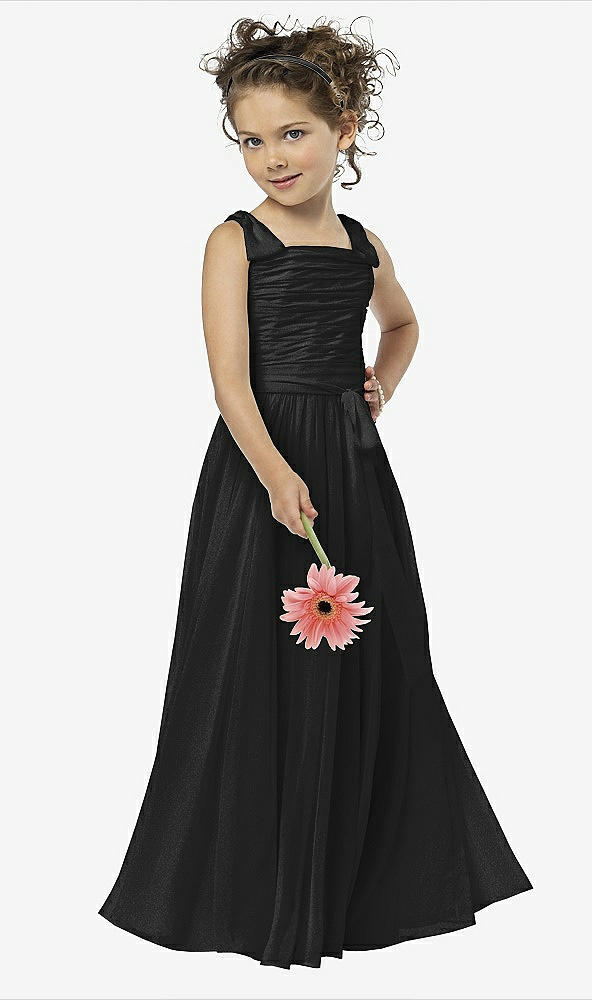 Front View - Black Silver Flower Girl Shimmer Dress FL4033LS