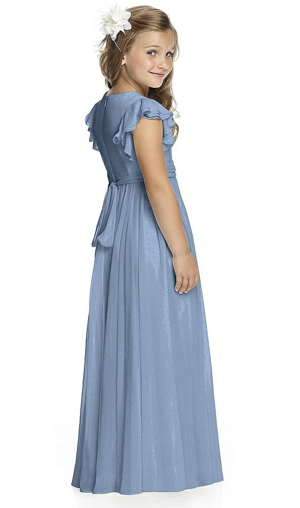 Back View - Cloudy Silver Flower Girl Shimmer Dress FL4038LS