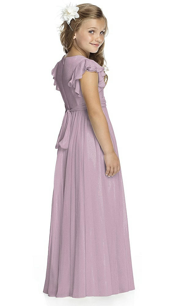 Back View - Suede Rose Silver Flower Girl Shimmer Dress FL4038LS