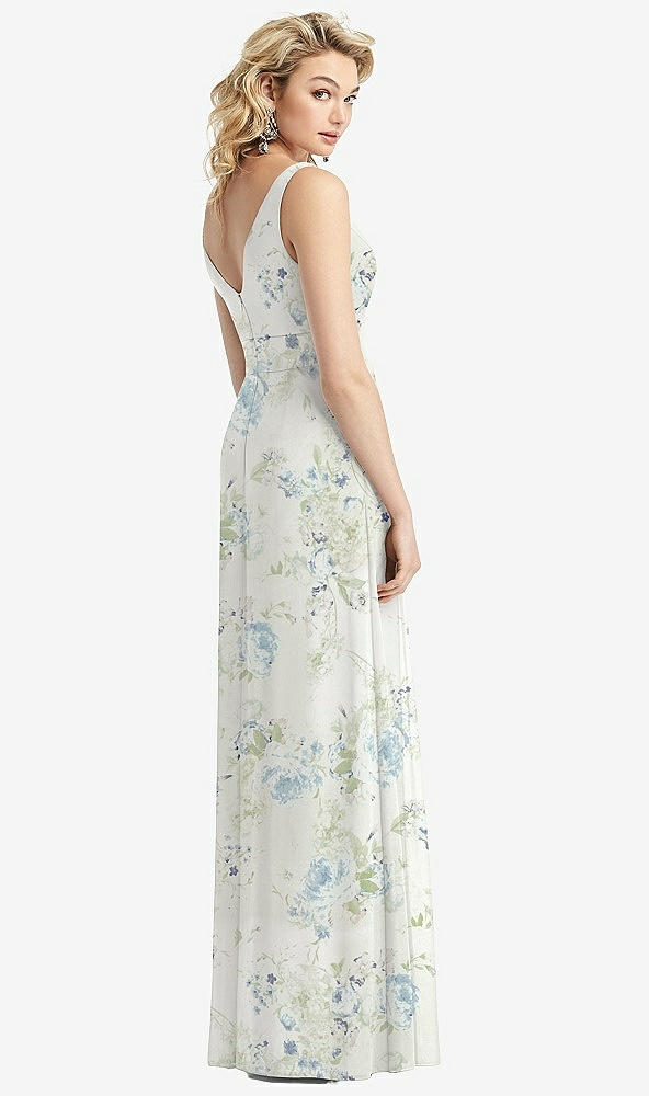 Back View - Bleu Garden Sleeveless Pleated Skirt Maxi Dress with Pockets
