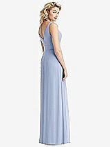 Rear View Thumbnail - Sky Blue Sleeveless Pleated Skirt Maxi Dress with Pockets