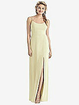 Rear View Thumbnail - Butter Yellow Cowl-Back Double Strap Maxi Dress with Side Slit