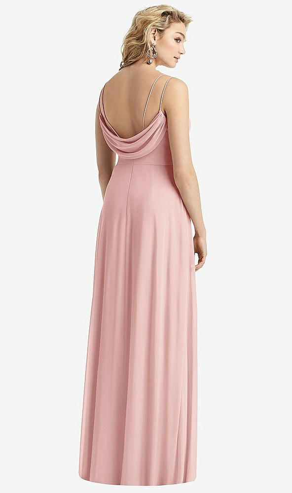 Front View - Rose Cowl-Back Double Strap Maxi Dress with Side Slit