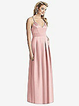 Front View Thumbnail - Rose Pleated Skirt Satin Maxi Dress with Pockets