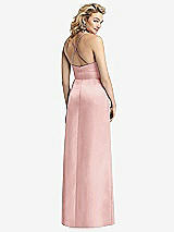 Rear View Thumbnail - Rose Pleated Skirt Satin Maxi Dress with Pockets
