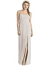 Front View Thumbnail - Taupe Silver Shimmer Side Slit Cowl-Back Gown