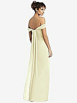 Rear View Thumbnail - Butter Yellow Draped Off-the-Shoulder Maxi Dress with Shirred Streamer