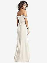 Rear View Thumbnail - Ivory Off-the-Shoulder Criss Cross Bodice Trumpet Gown