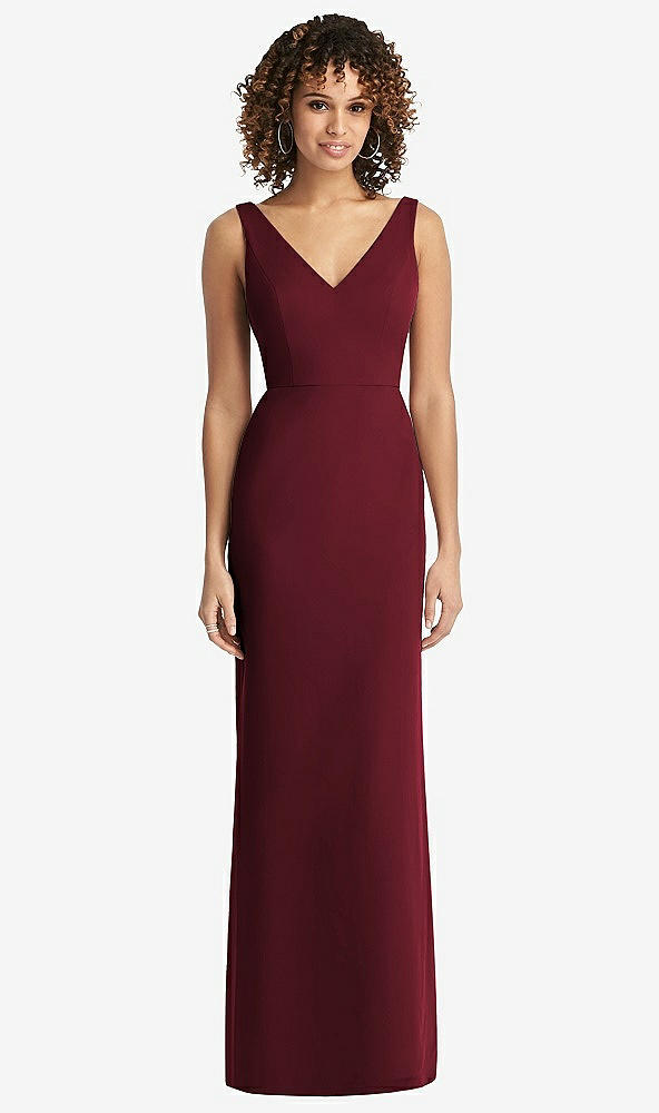 Back View - Cabernet Sleeveless Tie Back Chiffon Trumpet Gown