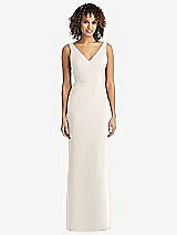 Rear View Thumbnail - Ivory Sleeveless Tie Back Chiffon Trumpet Gown