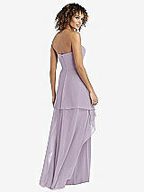 Rear View Thumbnail - Lilac Haze Strapless Chiffon Dress with Skirt Overlay