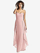 Front View Thumbnail - Rose Strapless Chiffon Dress with Skirt Overlay