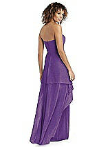 Rear View Thumbnail - Majestic Gold Shimmer Strapless Gown with Skirt Overlay