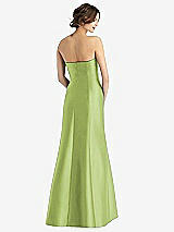 Rear View Thumbnail - Mojito Strapless Satin Trumpet Gown with Front Slit